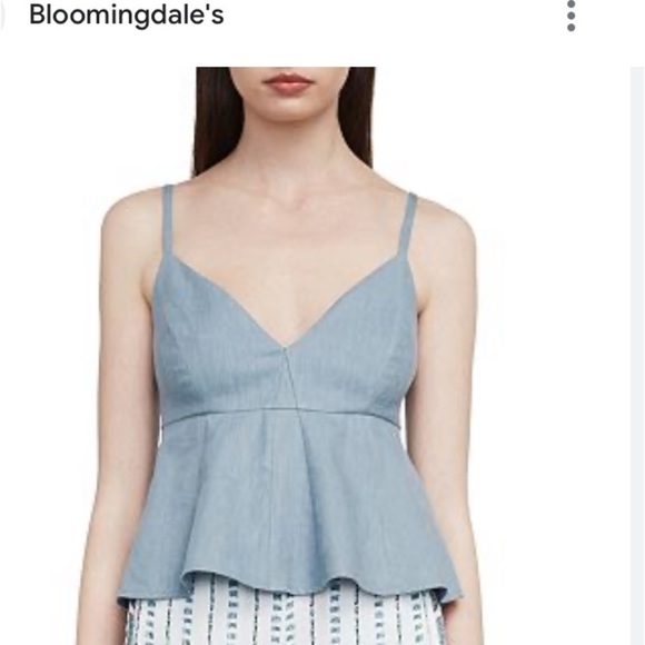 BCBGMAXAZRIA Meaghan Cropped Peplum Top White Large - Picture 1 of 11